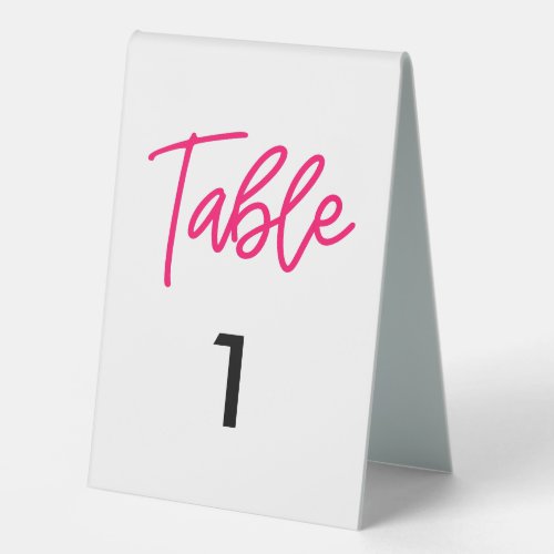 Modern calligraphy wedding table tent sign