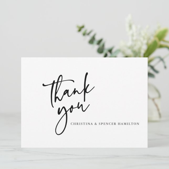 Modern Calligraphy Wedding Thank You Card (Standing Front)
