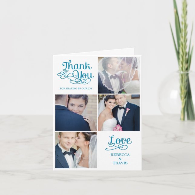 Modern Calligraphy Wedding Thank You Card Turquois (Front)