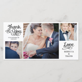 Modern Calligraphy Wedding Thank You Cards Black