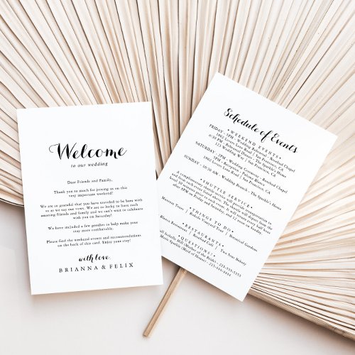 Modern Calligraphy Wedding Welcome Letter