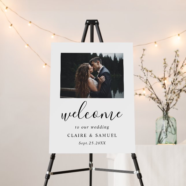 Modern Calligraphy Wedding Welcome Photo Foam Boar Board (In Situ (Stand))