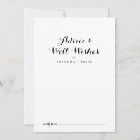 Modern Calligraphy Wedding Well Wishes Advice Card