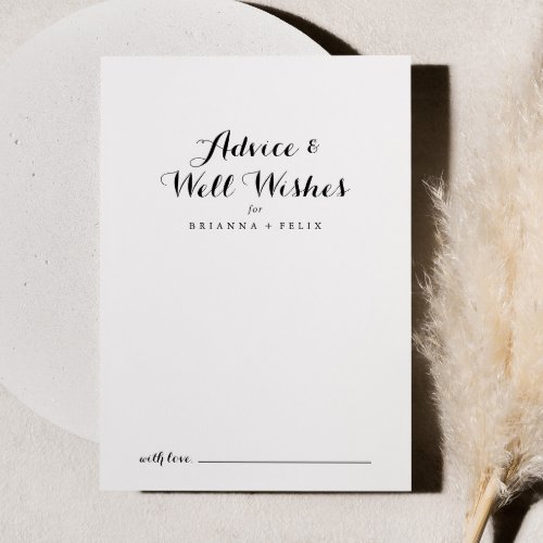 Modern Calligraphy Wedding Well Wishes Advice Card