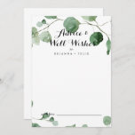 Modern Calligraphy Wedding Well Wishes Eucalyptus Advice Card<br><div class="desc">This modern calligraphy wedding well wishes eucalyptus advice card is perfect for a simple wedding. The design features watercolor hand-drawn elegant botanical eucalyptus branches and leaves. These cards are perfect for a wedding, bridal shower, baby shower, graduation party & more. Personalize the cards with the names of the bride and...</div>
