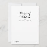 Modern Calligraphy Wedding Words of Wisdom Advice Card<br><div class="desc">This modern calligraphy wedding words of wisdom advice card is perfect for a rustic wedding. The simple and elegant design features classic and fancy script typography in black and white. These cards are perfect for a wedding, bridal shower, baby shower, graduation party & more. Personalize the cards with the names...</div>