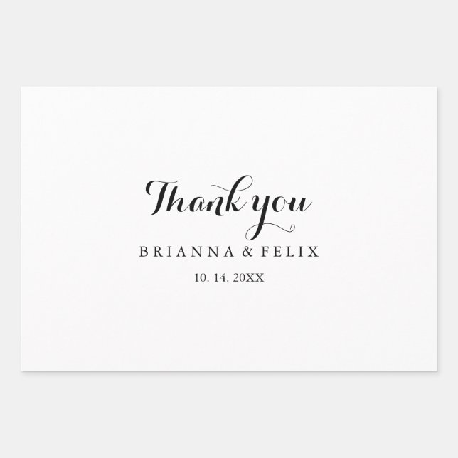Modern Calligraphy Wedding Wrapping Paper Sheets (Front)