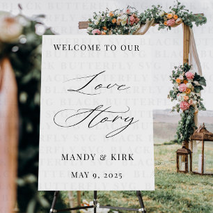 Modern Calligraphy Welcome Love Story Wedding Sign