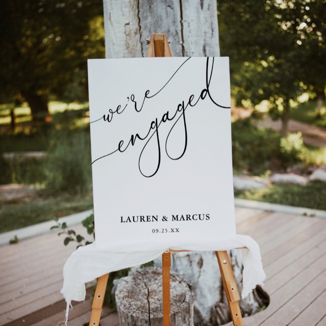 Modern Calligraphy We're Engaged Engagement Party  Foam Board (Creator Uploaded)