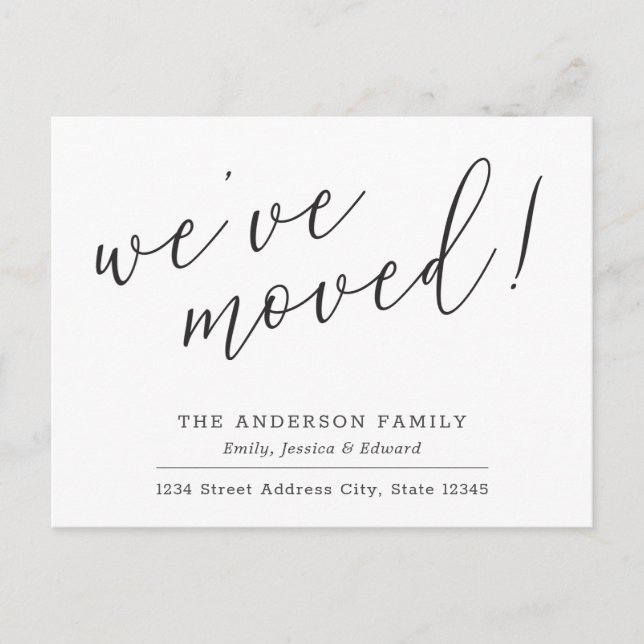 Modern Calligraphy We've Moved Moving Announcement Postcard (Front)