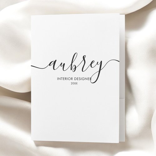 Modern Calligraphy White Pocket Folder