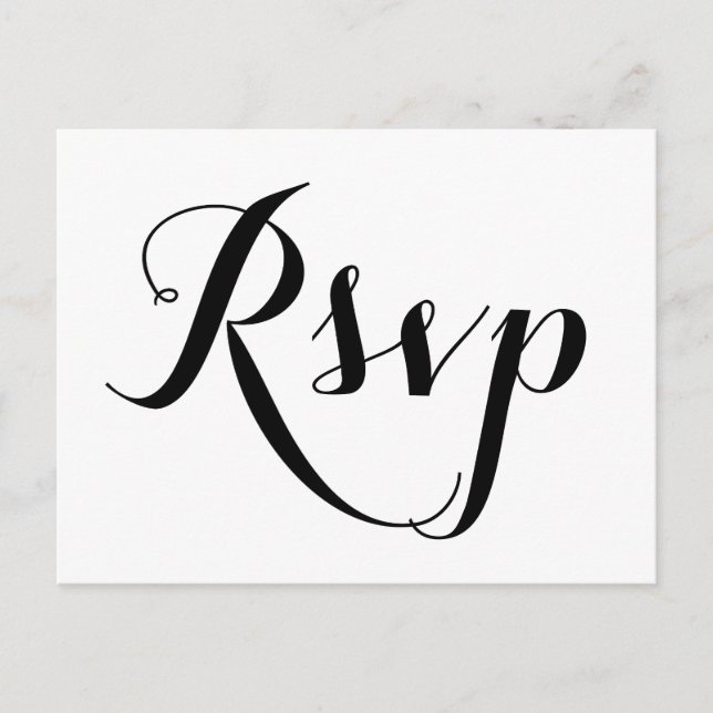  Modern Calligraphy White Wedding RSVP Postcard (Front)