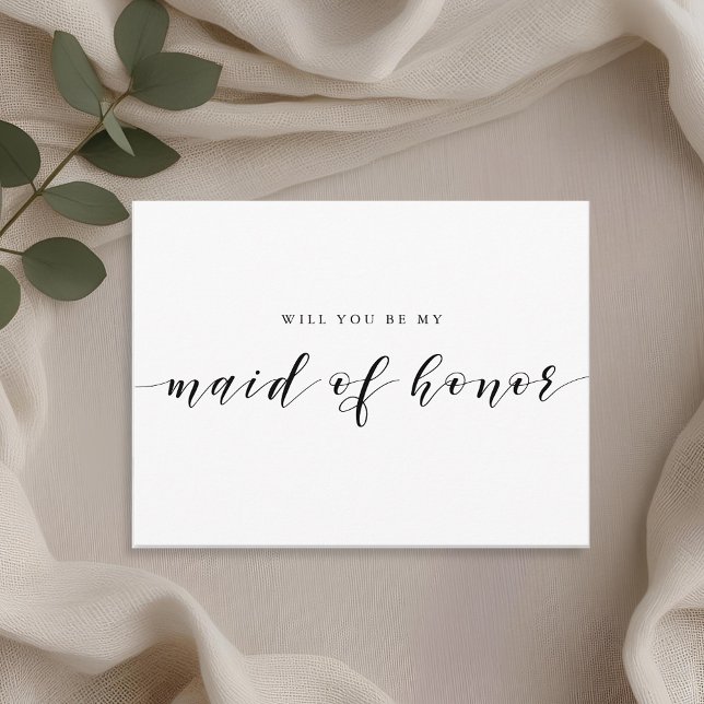 Modern Calligraphy Will You Be My Maid of Honor Invitation Postcard (Creator Uploaded)