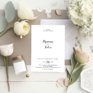 Modern Calligraphy Wreath Wedding Invitation
