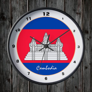Modern Cambodia Flag, Cambodia Home / design Round Clock
