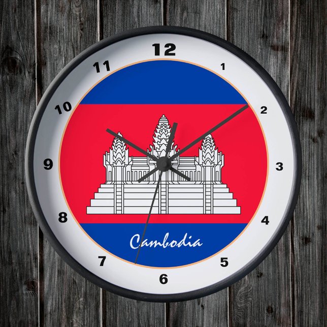 Modern Cambodia Flag, Cambodia Home / design Round Clock (Creator Uploaded)