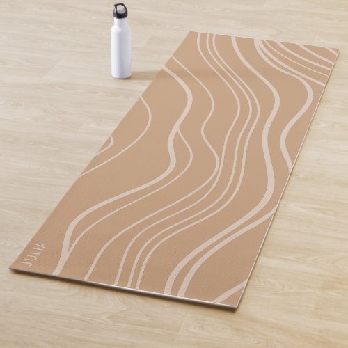 Modern Camel Brown Wave Personalized Yoga Mat