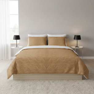 Modern Camel Brown Wavy Ripples Abstract Textured Duvet Cover