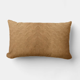 Modern Camel Brown Wavy Ripples Abstract Textured Lumbar Pillow