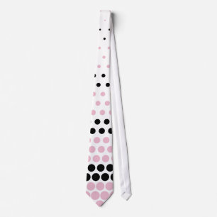 Modern Cameo Pink and Black Polka Dot Tie