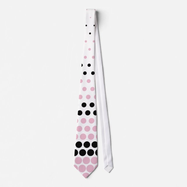Modern Cameo Pink and Black Polka Dot Tie (Front)