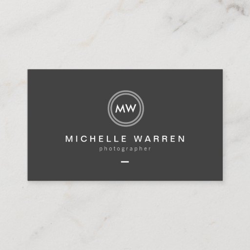 Customizable Modern Camera Lens Initials Logo for Photographer Business Cards
