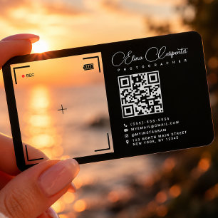 Modern camera recording Transparent photographer Clear Business Cards