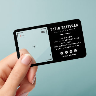 Modern camera view Transparent photographer Clear Business Cards