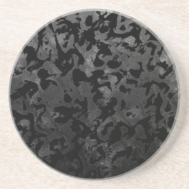 Modern Camo -Black and Dark Grey- camouflage Coaster (Front)