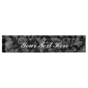Modern Camo -Black and Dark Grey- camouflage Desk Name Plate