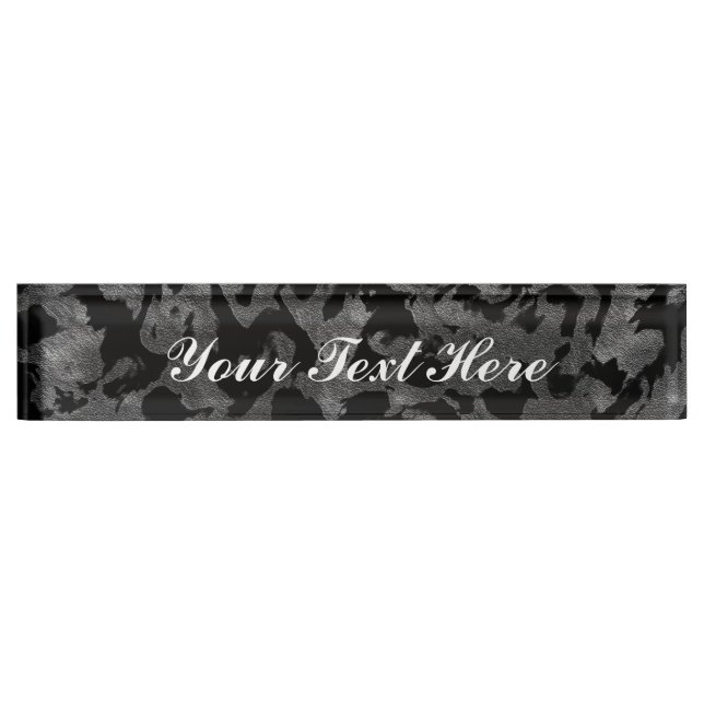 Modern Camo -Black and Dark Grey- camouflage Desk Name Plate (Front)