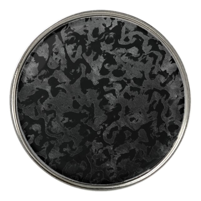 Modern Camo -Black and Dark Grey- camouflage Golf Ball Marker (Front)