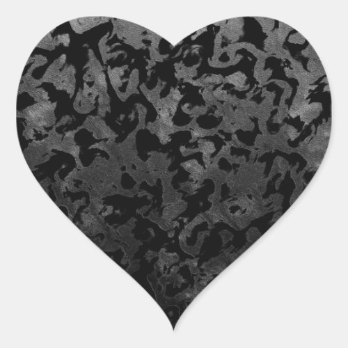 Modern Camo _Black and Dark Grey_ camouflage Heart Sticker