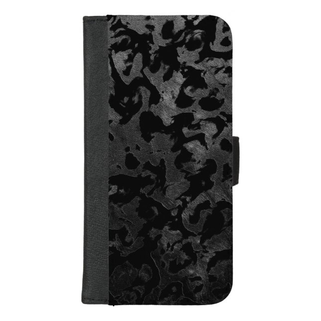 Modern Camo -Black and Dark Grey- camouflage iPhone Wallet Case (Front)