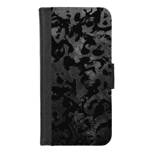 Modern Camo -Black and Dark Grey- camouflage iPhone Wallet Case (Front)