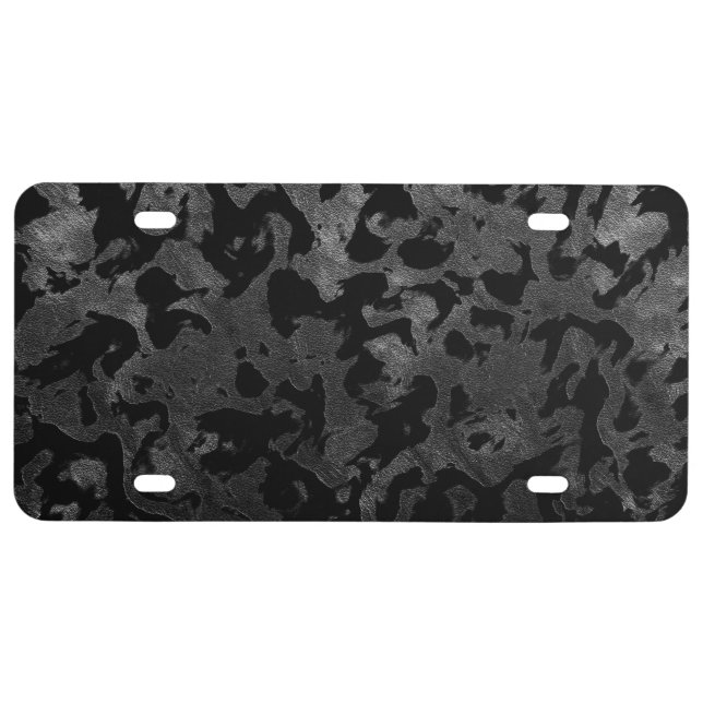 Modern Camo -Black and Dark Grey- camouflage License Plate (Front)