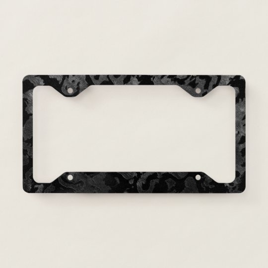 Modern Camo Black and Dark Grey camouflage License Plate Frame Zazzle