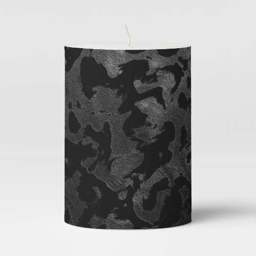Modern Camo _Black and Dark Grey_ camouflage Pillar Candle