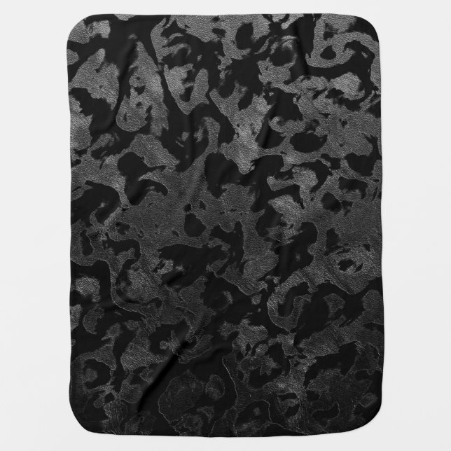Modern Camo -Black and Dark Grey- camouflage Swaddle Blanket (Front)