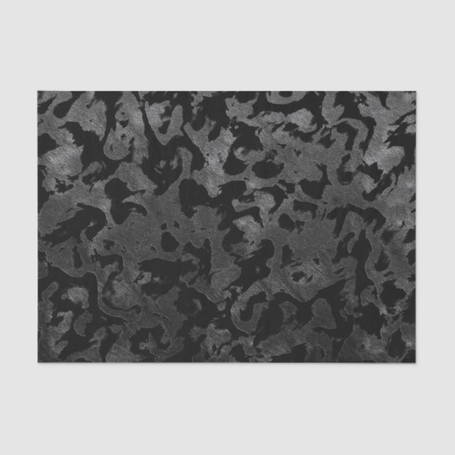 Modern Camo -Black and Dark Grey- camouflage Tissue Paper (Front)