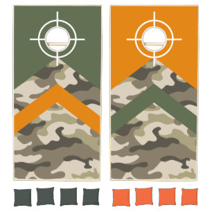Modern Camo & Orange Chevron Outdoor Bag Toss Cornhole Set