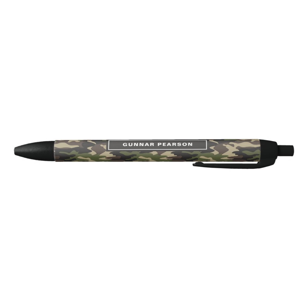 Disover Modern Camouflage Pattern Name Black Black Ink Pen