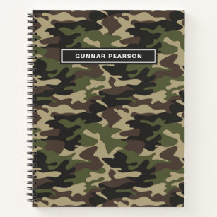 Modern Camouflage Pattern Name Black Notebook