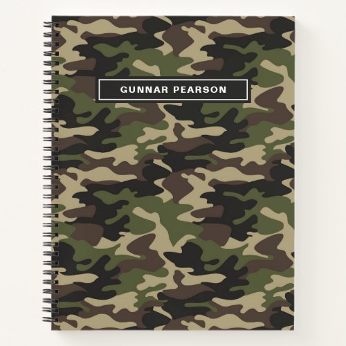 Modern Camouflage Pattern Name Black Notebook