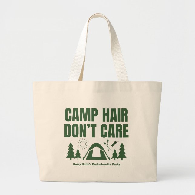 Modern Camp Bachelorette Green Large Tote Bag (Front)