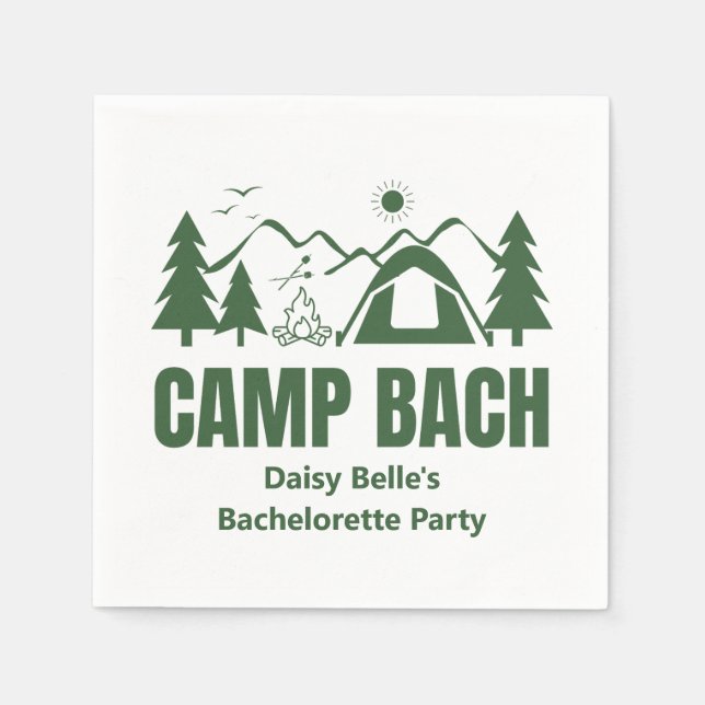 Modern Camp Bachelorette Green Napkins (Front)