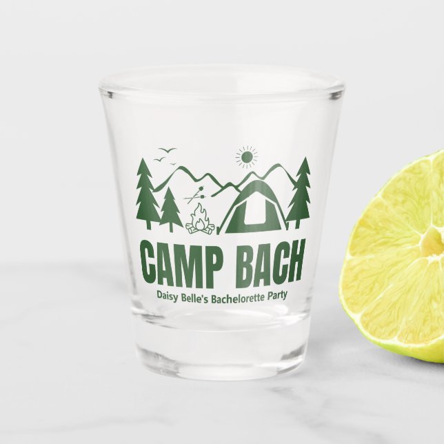 Modern Camp Bachelorette Green Shot Glass (Front)
