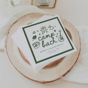 Modern Camp Bachelorette Party Green Script Custom Napkins