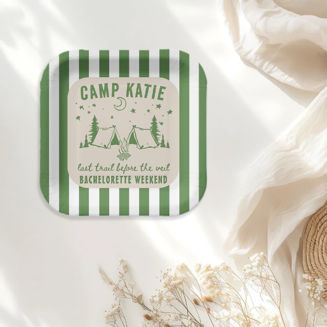 Modern Camp Bachelorette Party Paper Plates (Creator Uploaded)