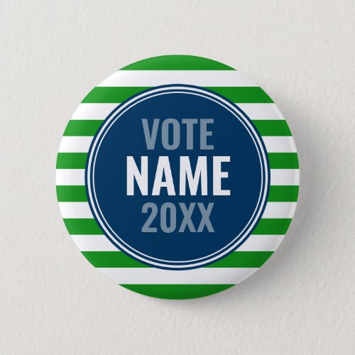 Modern Campaign Design _ Preppy Stripes Green Blue Button